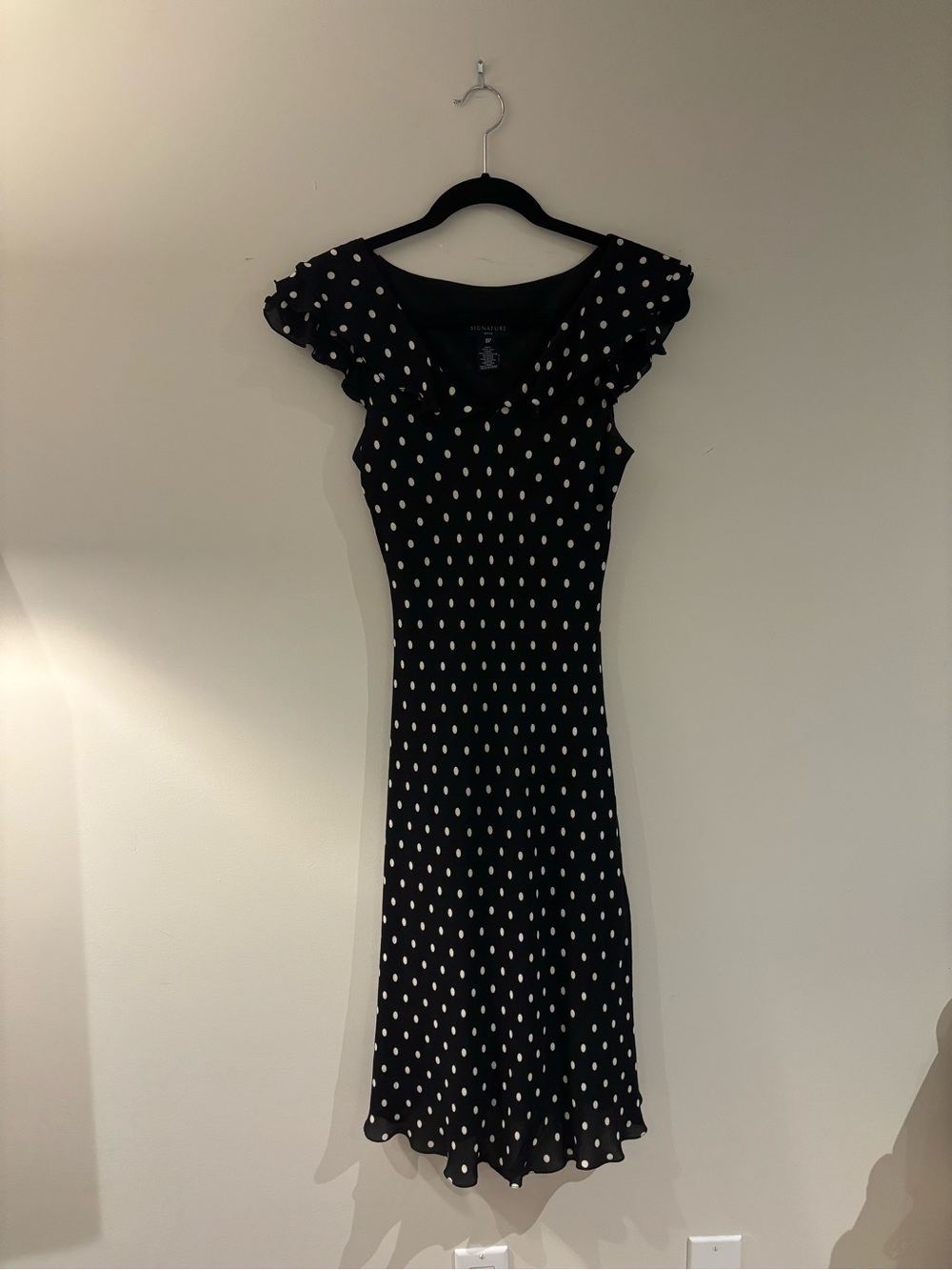 Jones New York Black Midi Dress with White Polka Dots